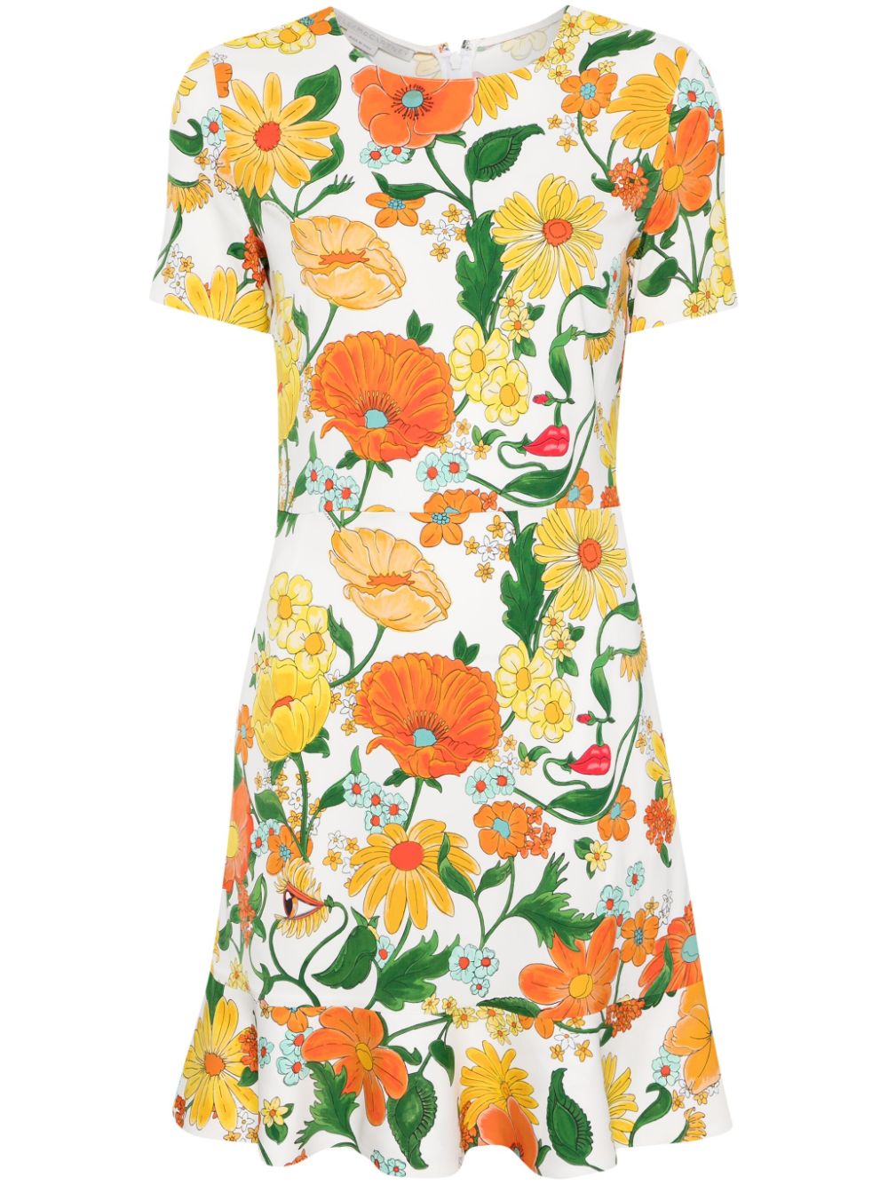 Floral-print peplum dress - White