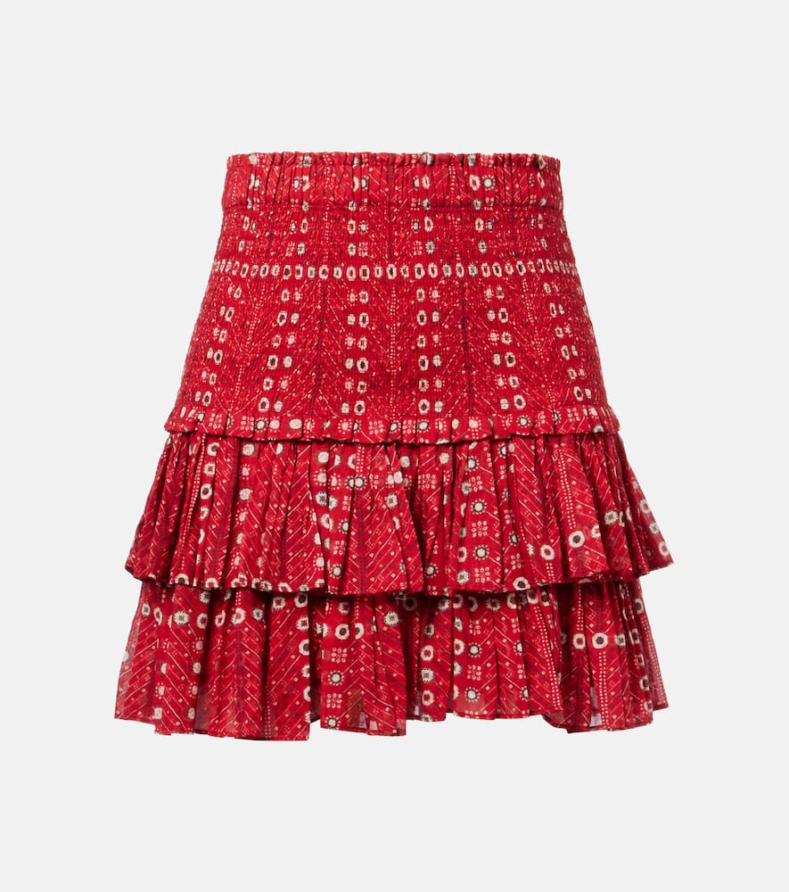 Naomi ruffled printed cotton miniskirt