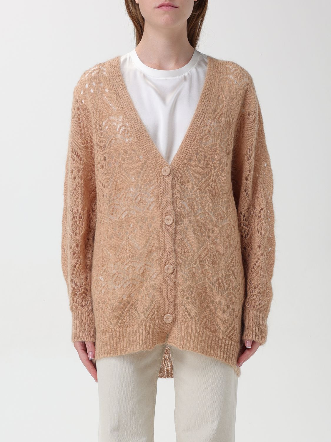 Open-knit cardigan - Neutrals