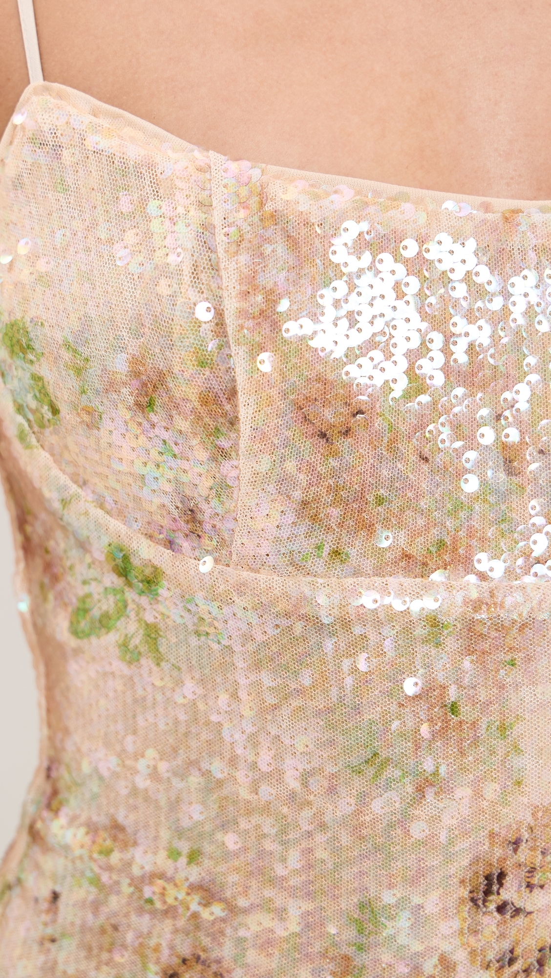 Adoni Sequin Mesh Midi Dress Beige Fl