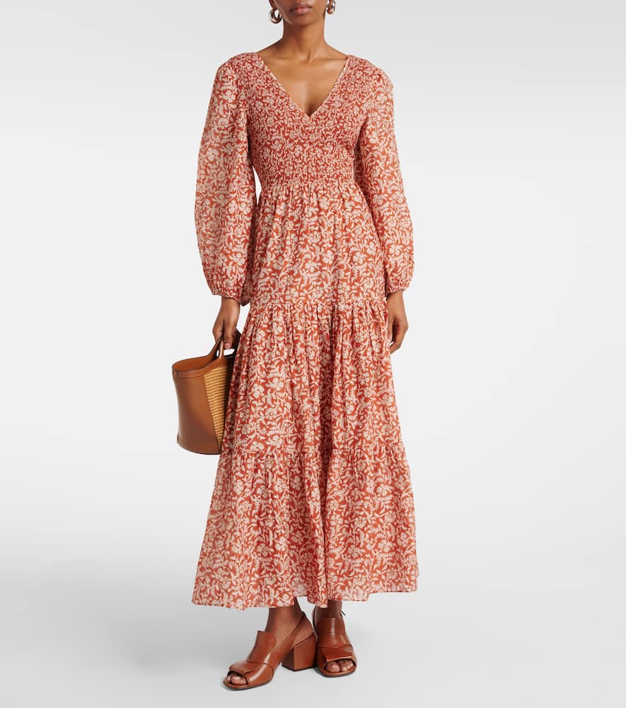 Rixo Brooke floral cotton and silk midi dress