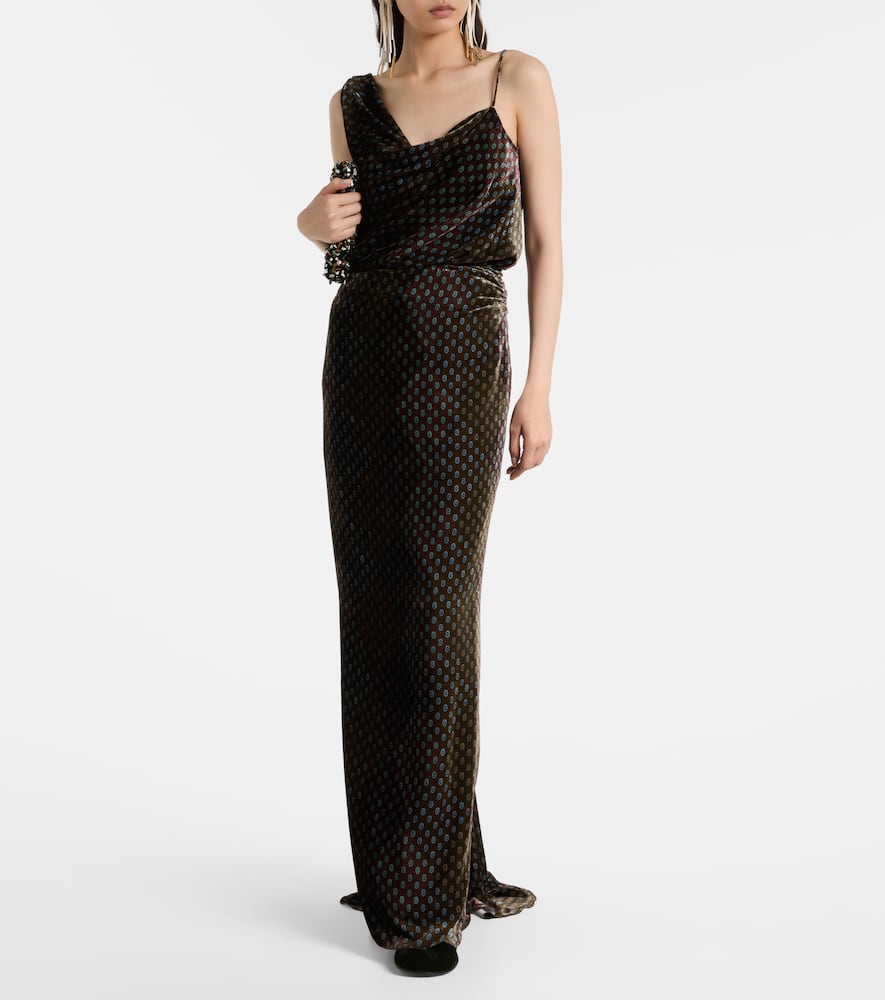 Printed satin maxi skirt