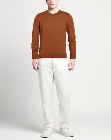 Man Sweater Brown Size 40 Super 140s Wool, Silk, Cashmere
