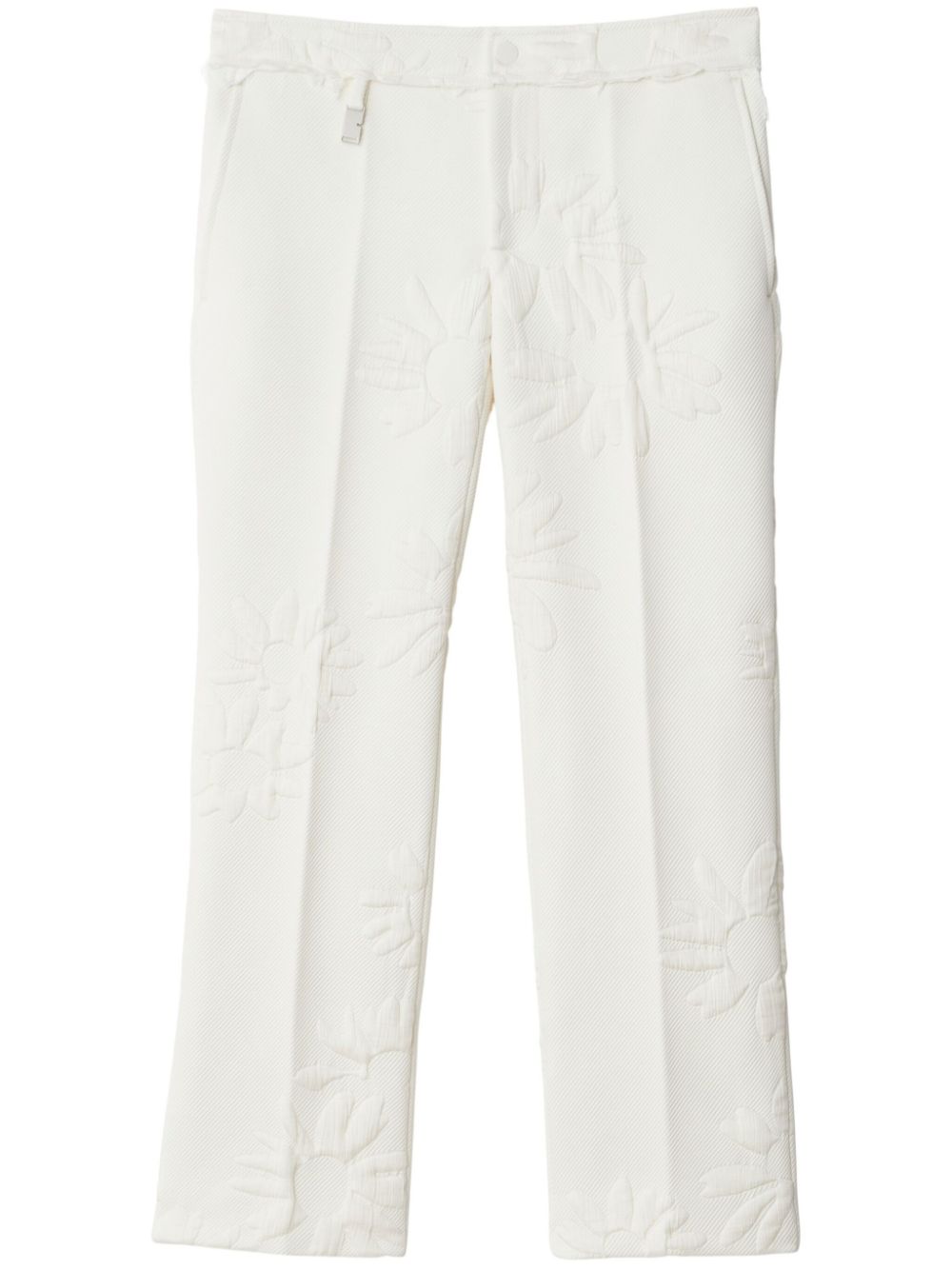 Embroidered straight-leg trousers - Neutrals