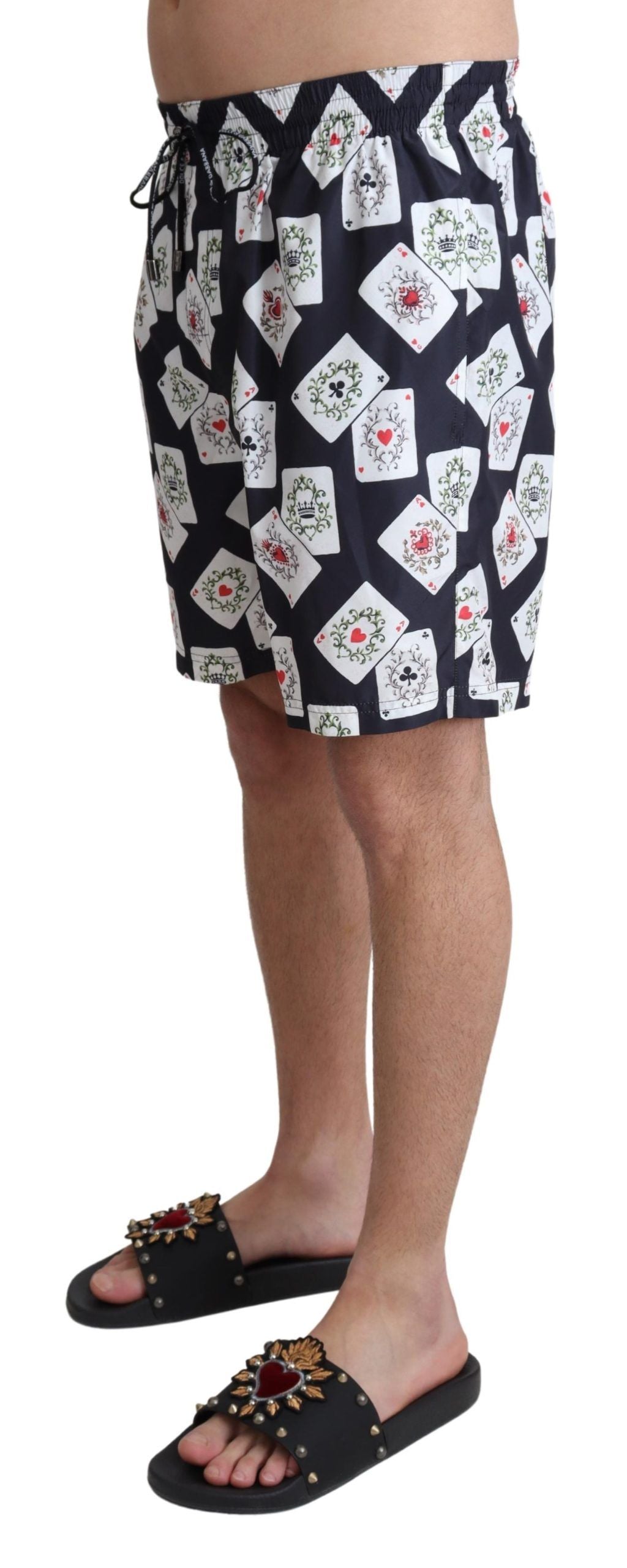 Card Deck Print Swimshorts — Black