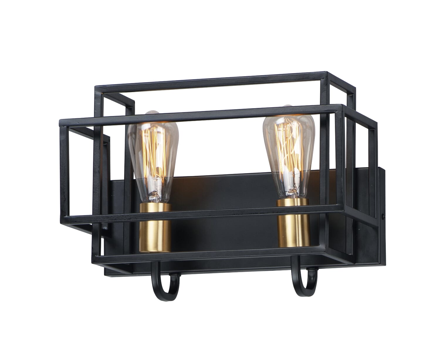 Liner 14.25" 2-Light Bathroom Vanity Light in Black/Satin Bra