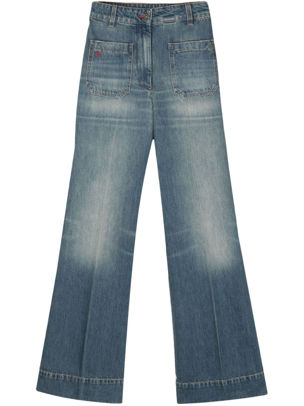 Logo-embroidered wide jeans - Blue
