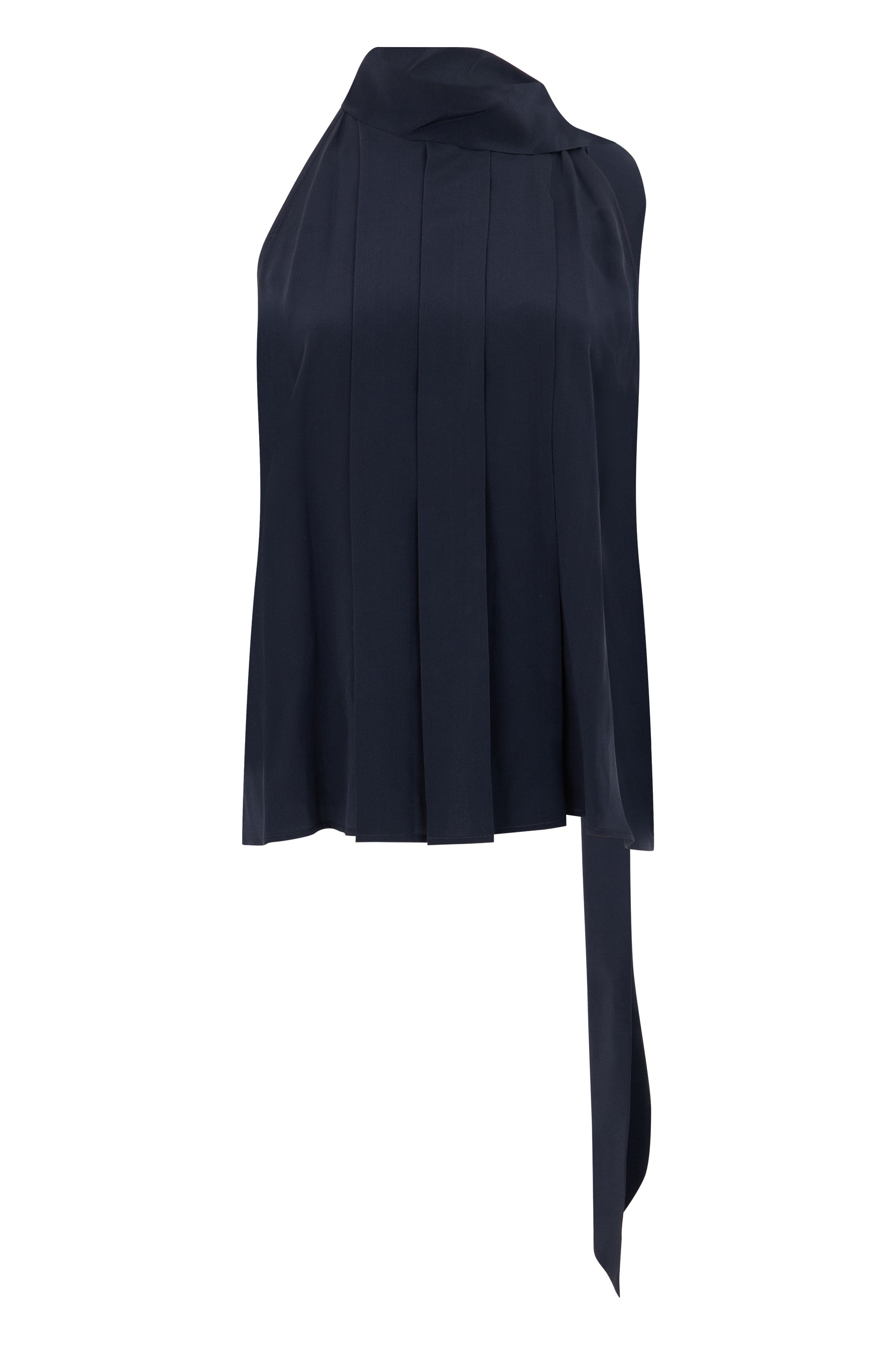 -style Asymmetrical Silk Top with Draped Side