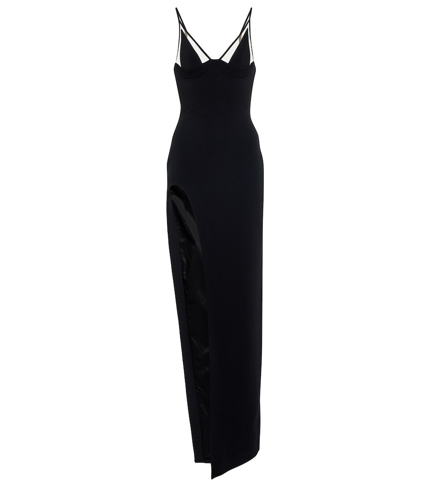 Mesh-paneled gown
