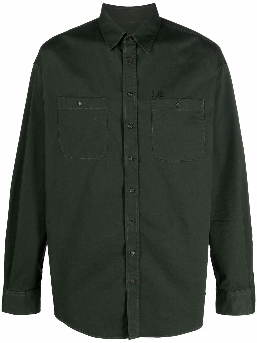 Logo-print chest-pocket shirt - Green