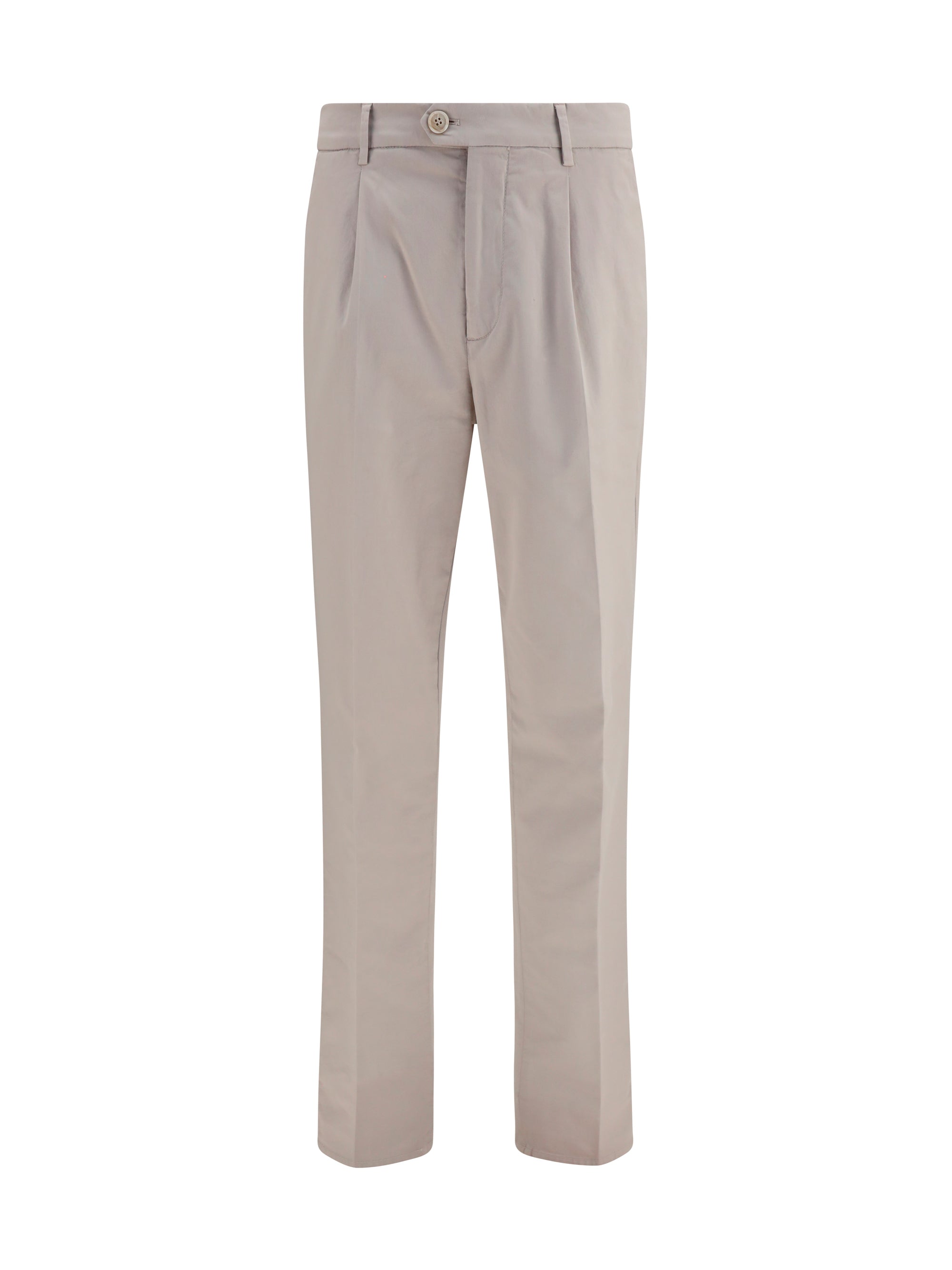 Cotton-Blend Chino Trousers — Beige