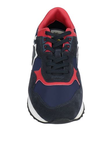 Man Sneakers Navy Size 10 Leather, Textile fibers
