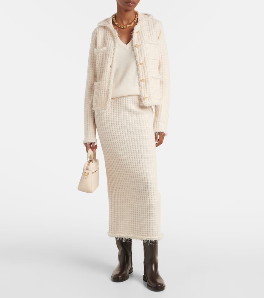 Distressed wool and cashmere cardigan