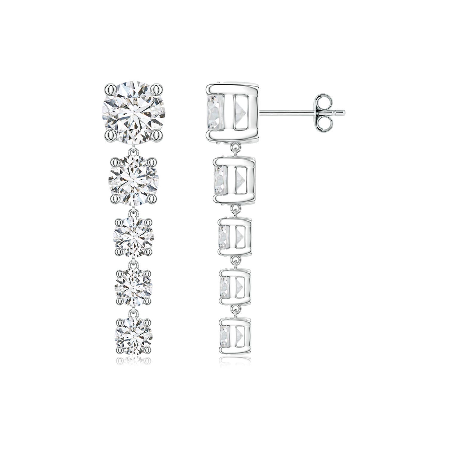 Angara 4.26 CTW Graduated Round Diamond Five-Stone Dangle Earrings in Silver