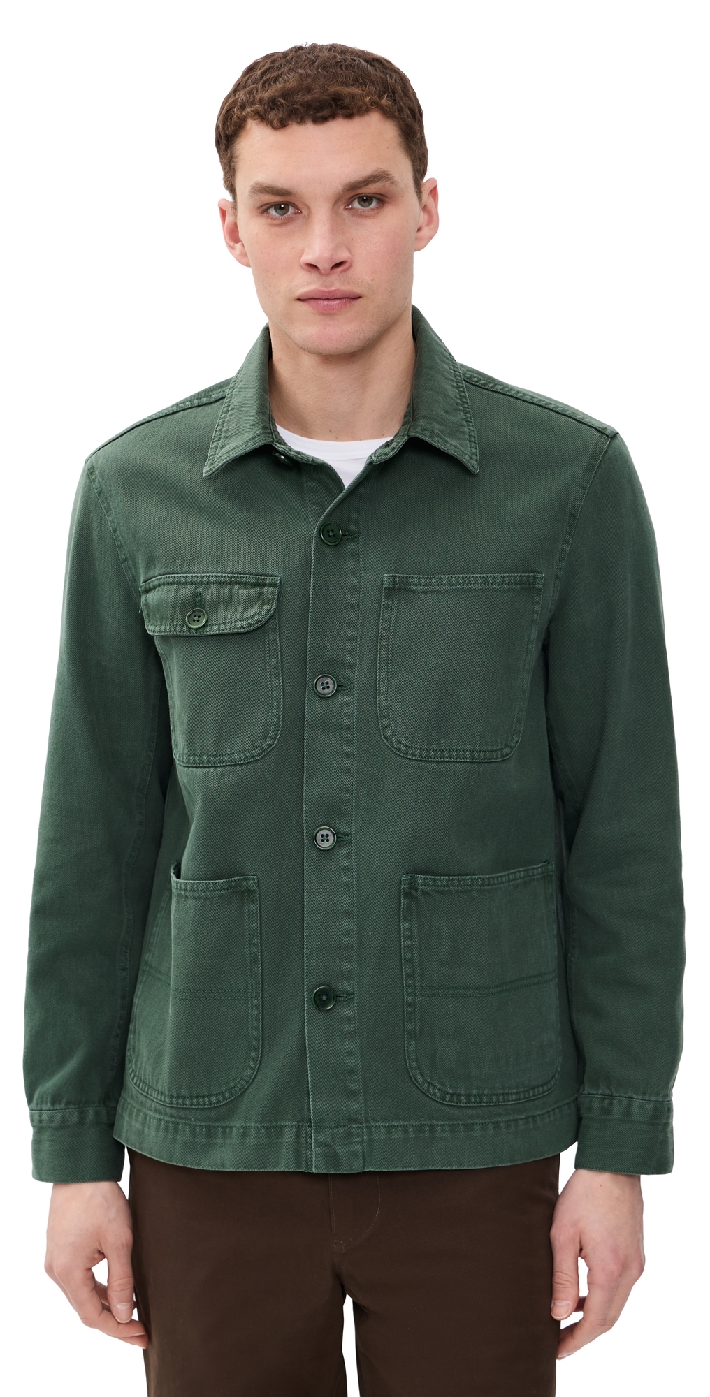 Garment Dyed Work Jacket in Recycled Denim Faded Cypress