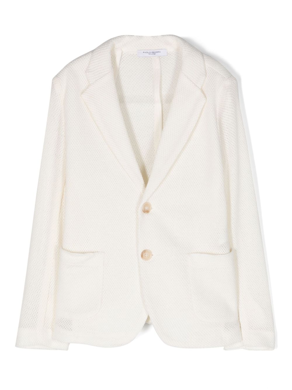 Single-breasted knitted blazer - White
