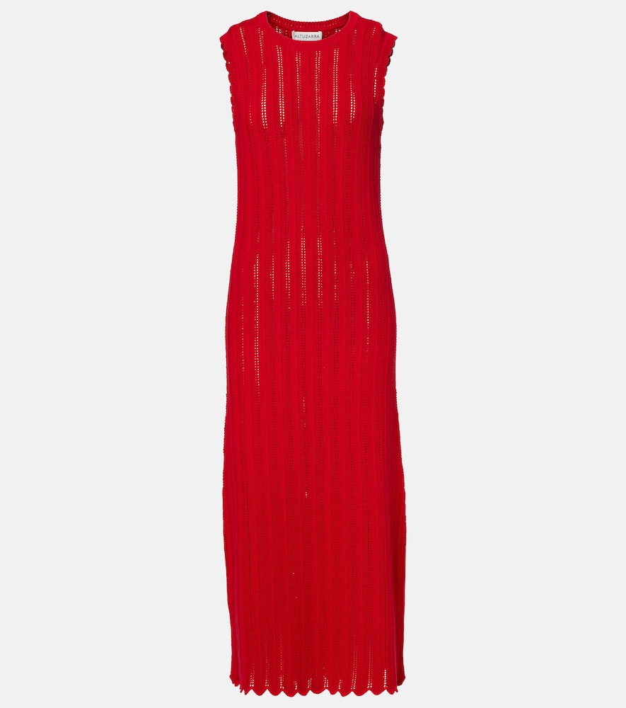 Sissi open-knit cotton midi dress