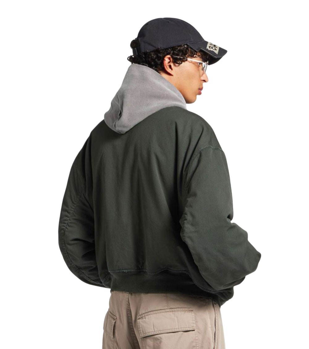 Green Solid Hood Jacket