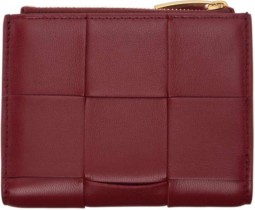 Bottega Veneta Red Small Cassette Bi-Fold Zip Wallet