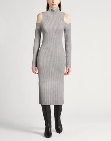 Woman Midi dress Grey Size 2 Virgin Wool, Silk, Viscose, Cashmere, Polyester