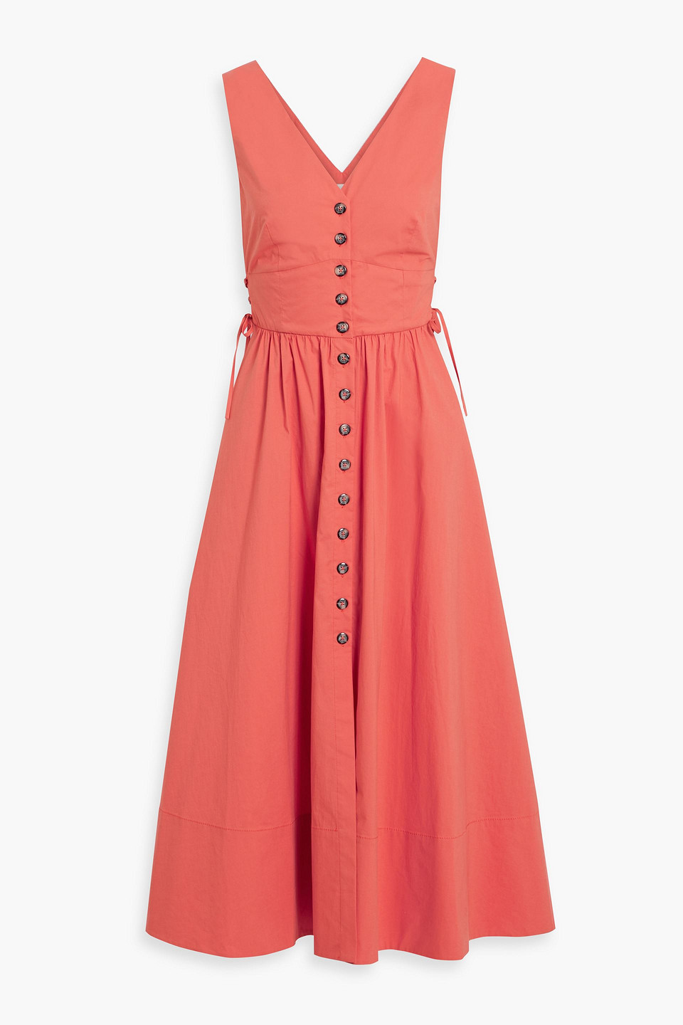 saloni orange dress Tabitha Floral-print Silk Midi Dress