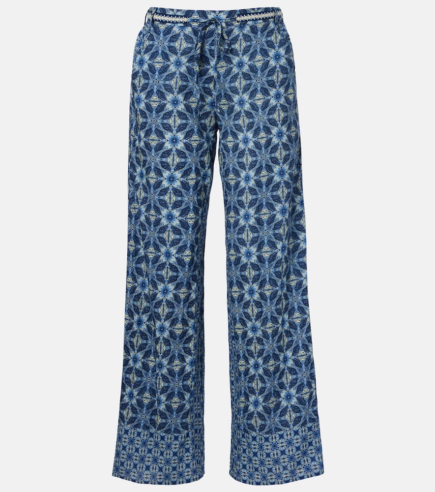 Kendra printed cotton wide-leg pants