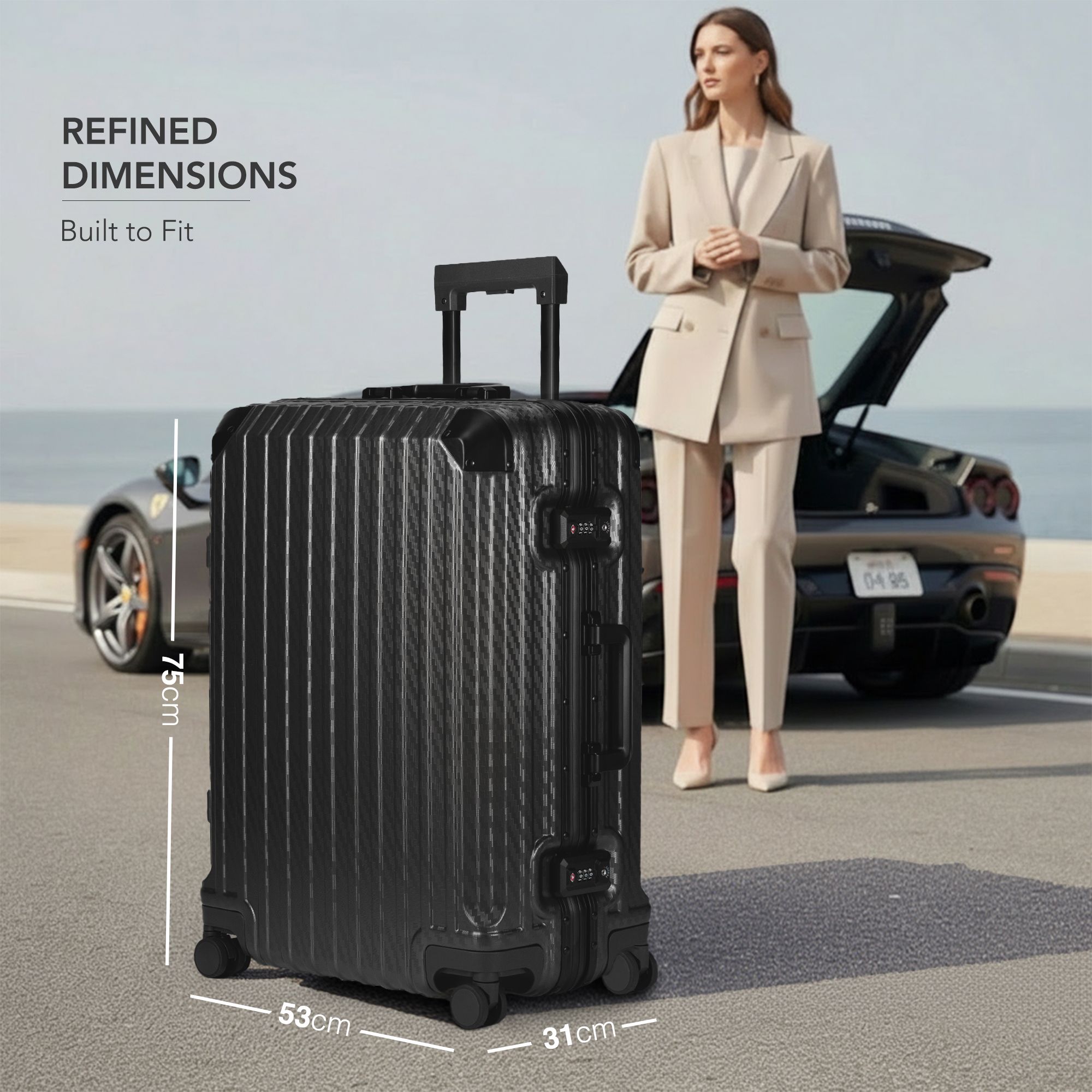 Lugg Solo Explorer 28” Suitcase, 106L 75X52X31Cm – 5 Year Warranty In Black