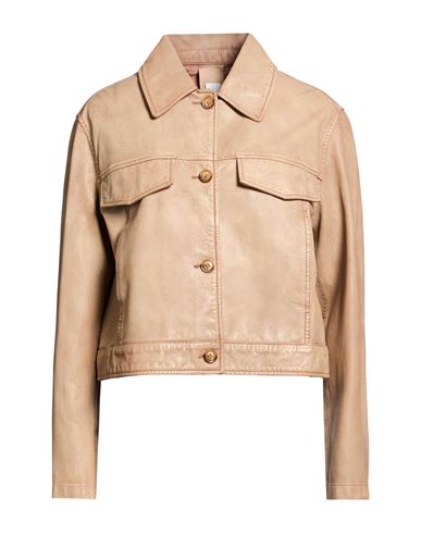 Woman Jacket Sand Size 6 Leather