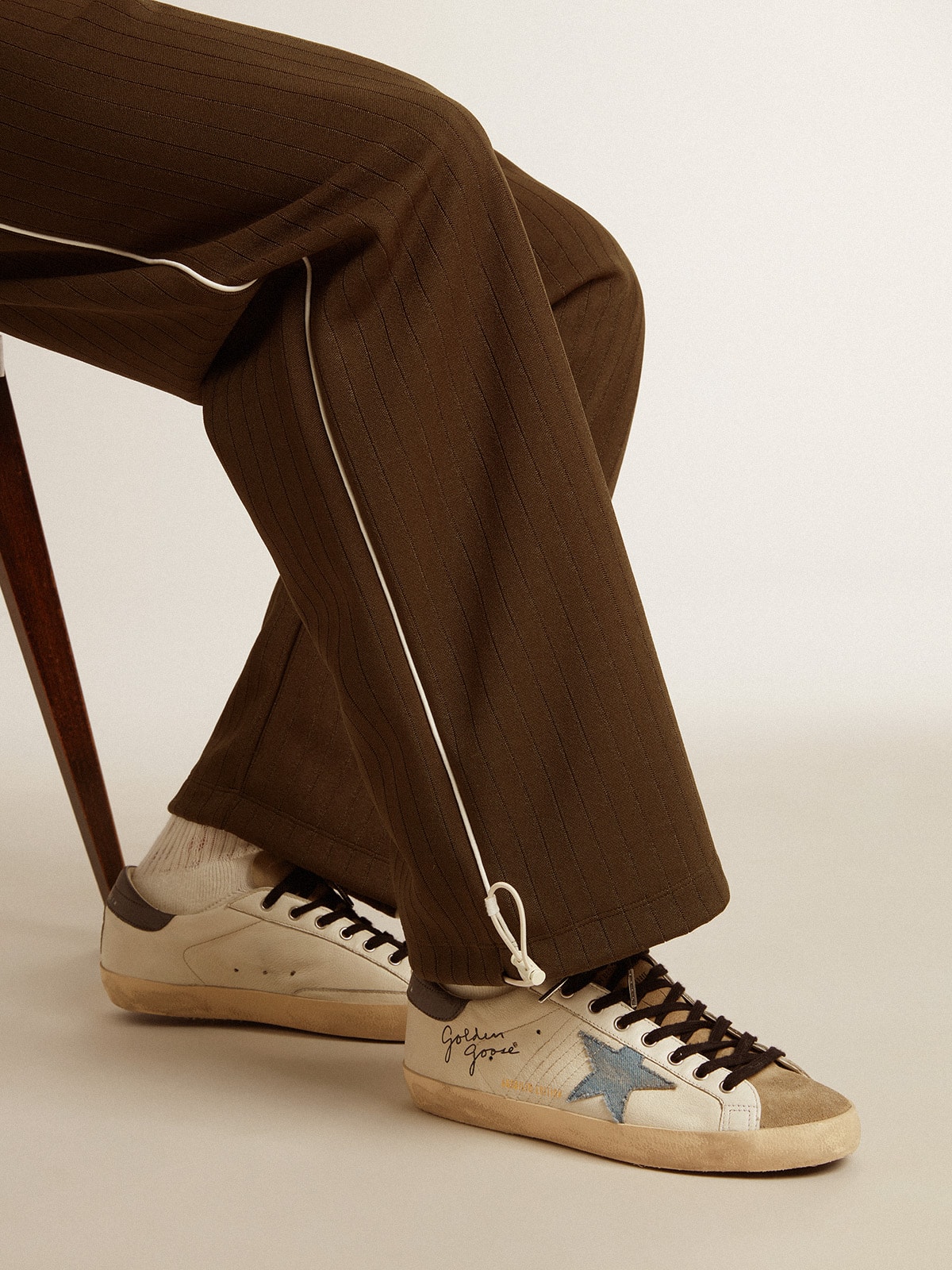 Golden Goose - Super-star In Nappa Leather With Light Blue Suede Star And Gray Leather Heel Tab, Man