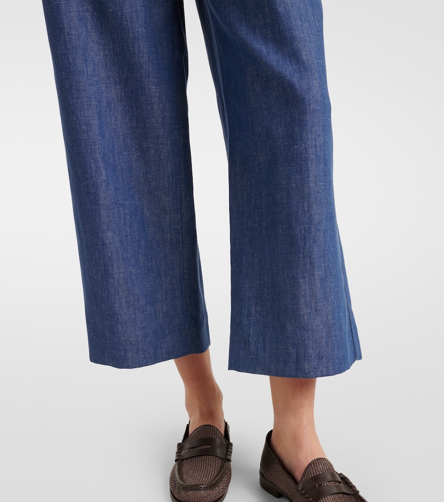 Dante cotton and linen twill wide-leg pants