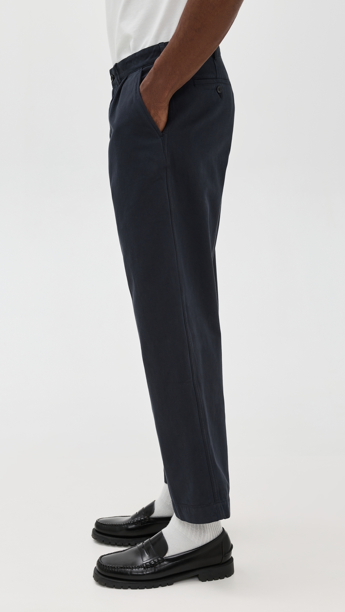 Knickerbocker Canal Pleated Twill Cotton Pants Navy