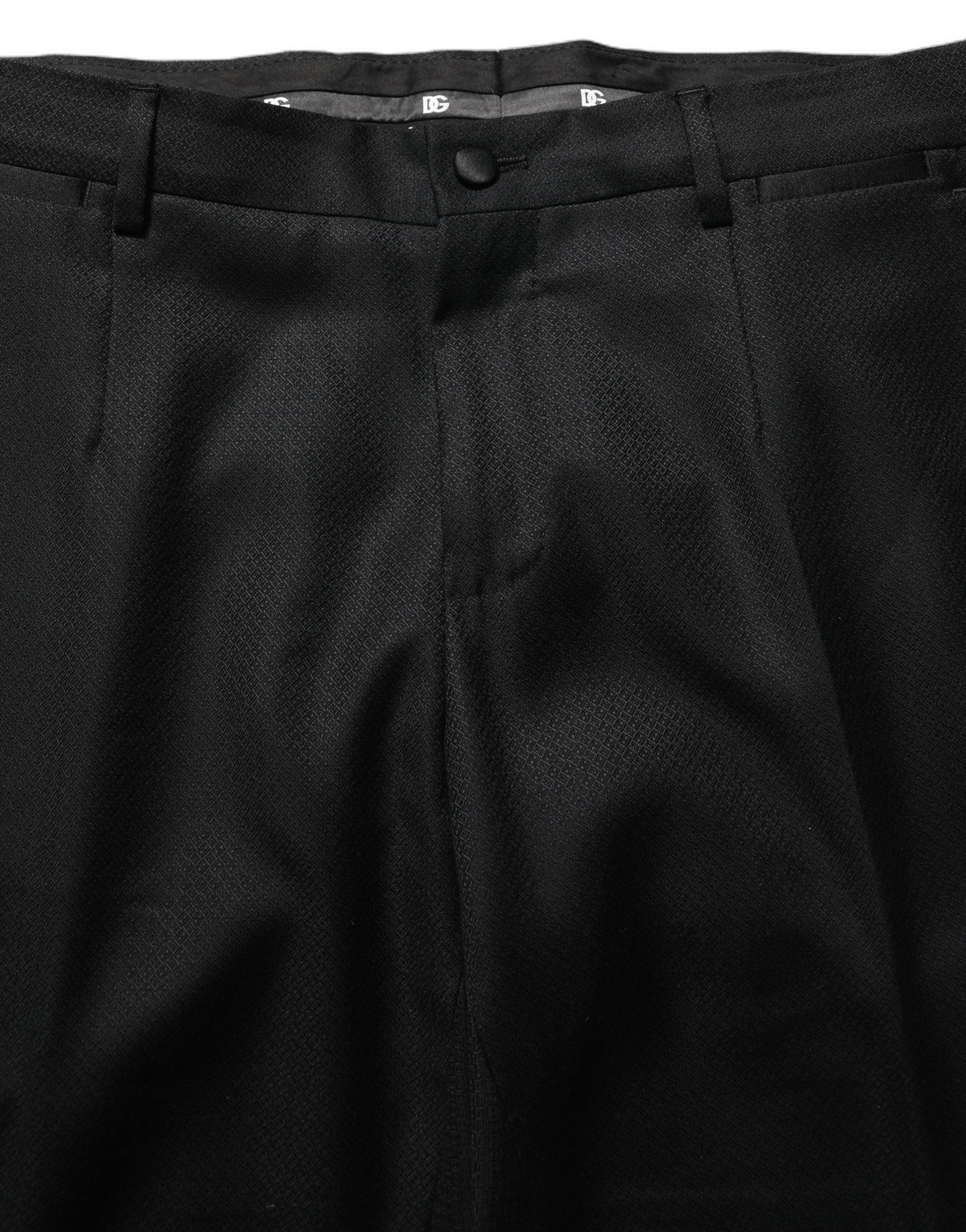 Virgin Wool Slim Fit Pant Suit — Black