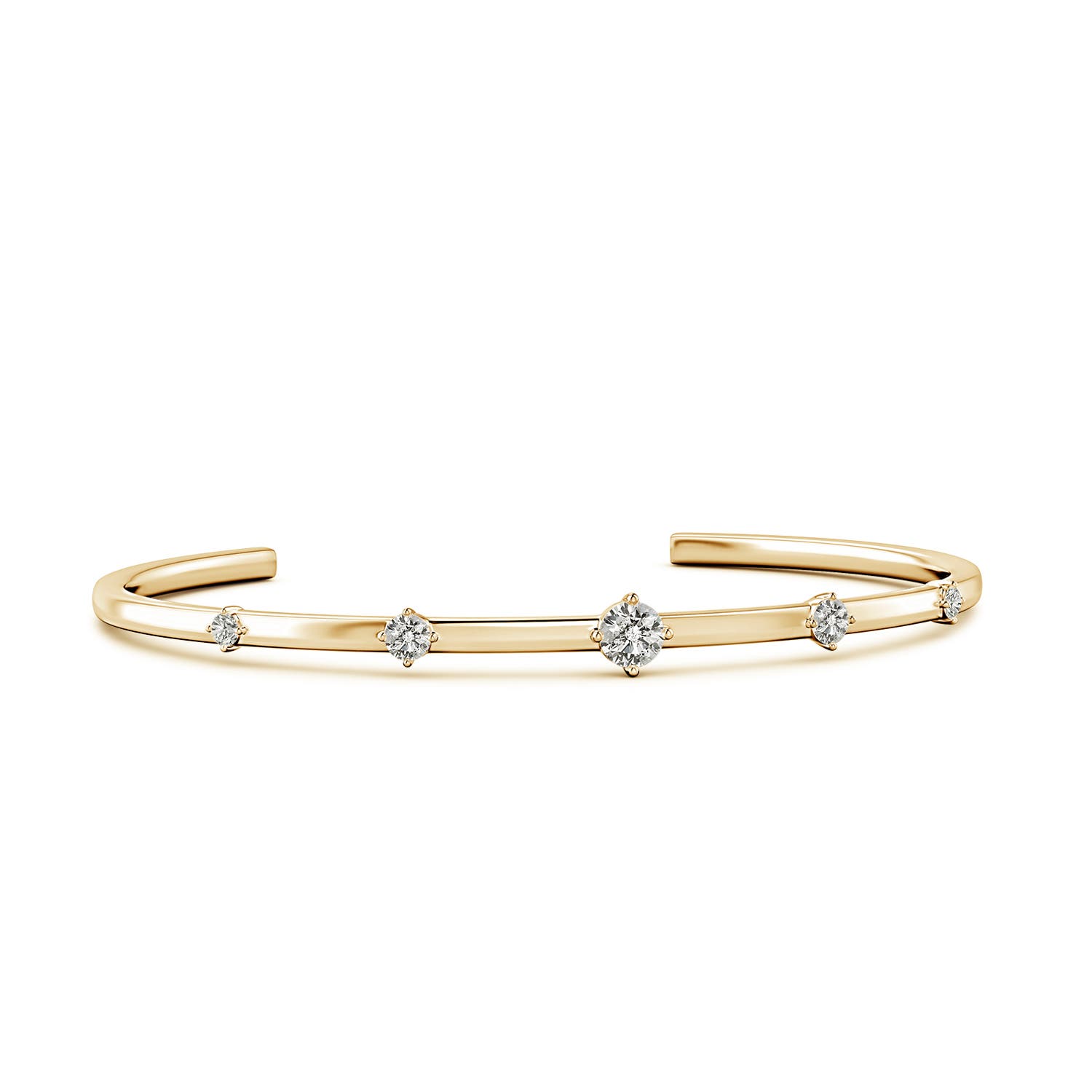 Angara 0.93 CTW Five-Stone Round Diamond Station Cuff Bracelet in 18K Yellow Gold