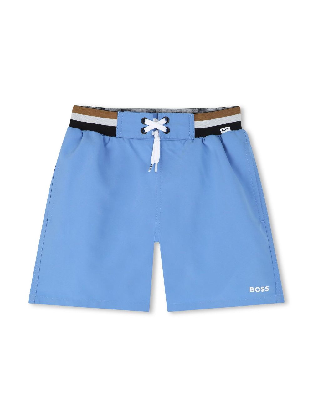 Striped-border swim shorts - Blue