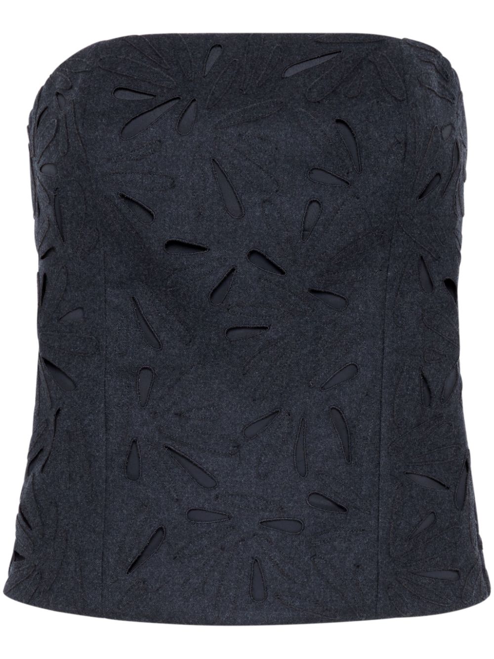 Fern-motif top - Grey