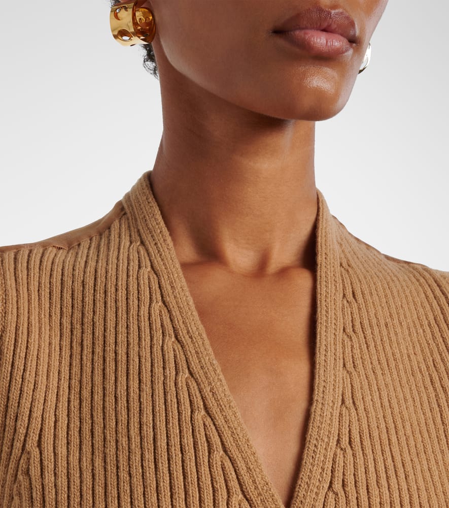 Madre paneled wool-blend and satin vest
