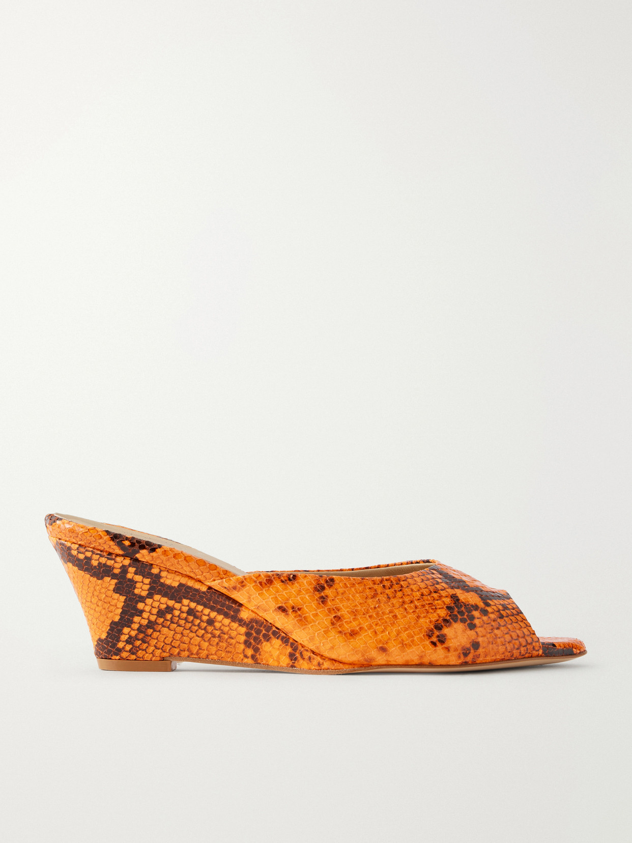 The Kit Snake-effect Leather Mules - Animal Print