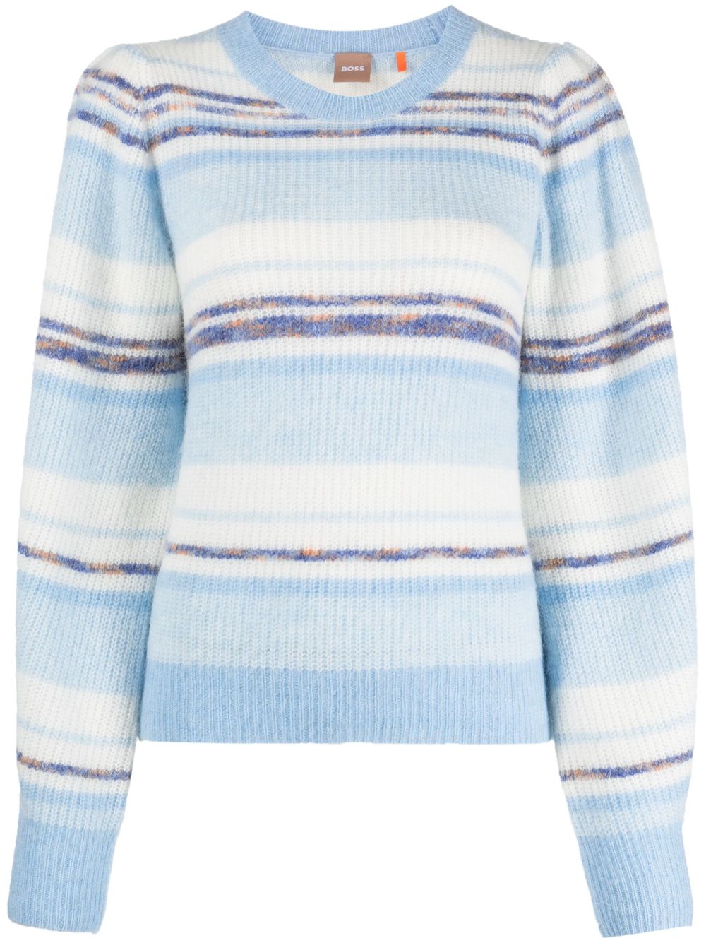 Stripe-pattern crew-neck sweatshirt - Blue