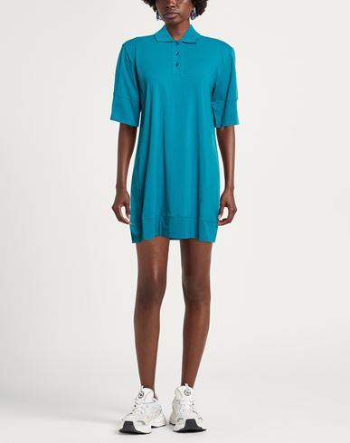 Woman Mini dress Turquoise Size 8 Cotton, Elastane