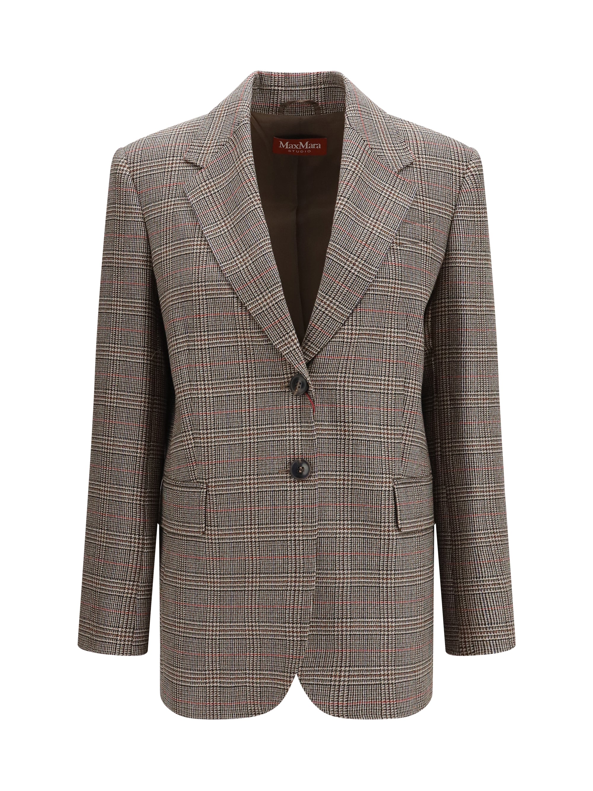 Checked Wool Blazer — Gray