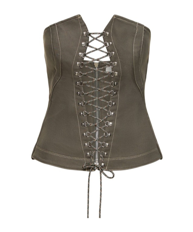 Cotton denim laced hiking corset top