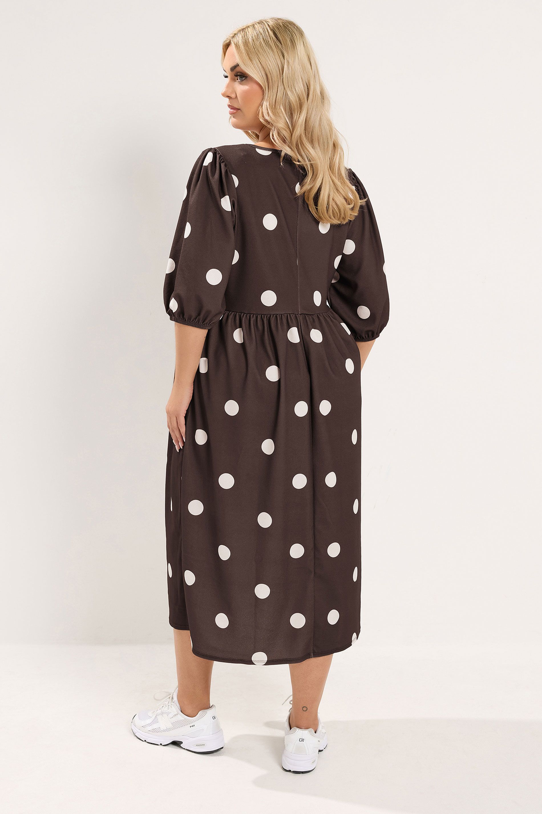 Yours Polka Dot Dress In Chocolate