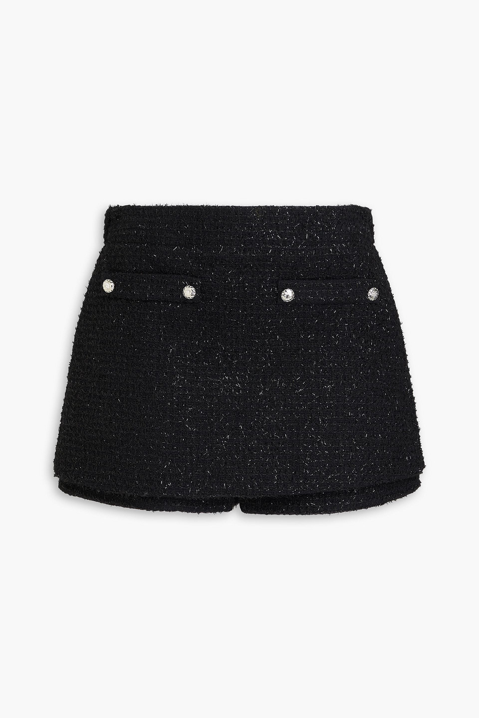 Metallic cotton-blend bouclé-tweed shorts