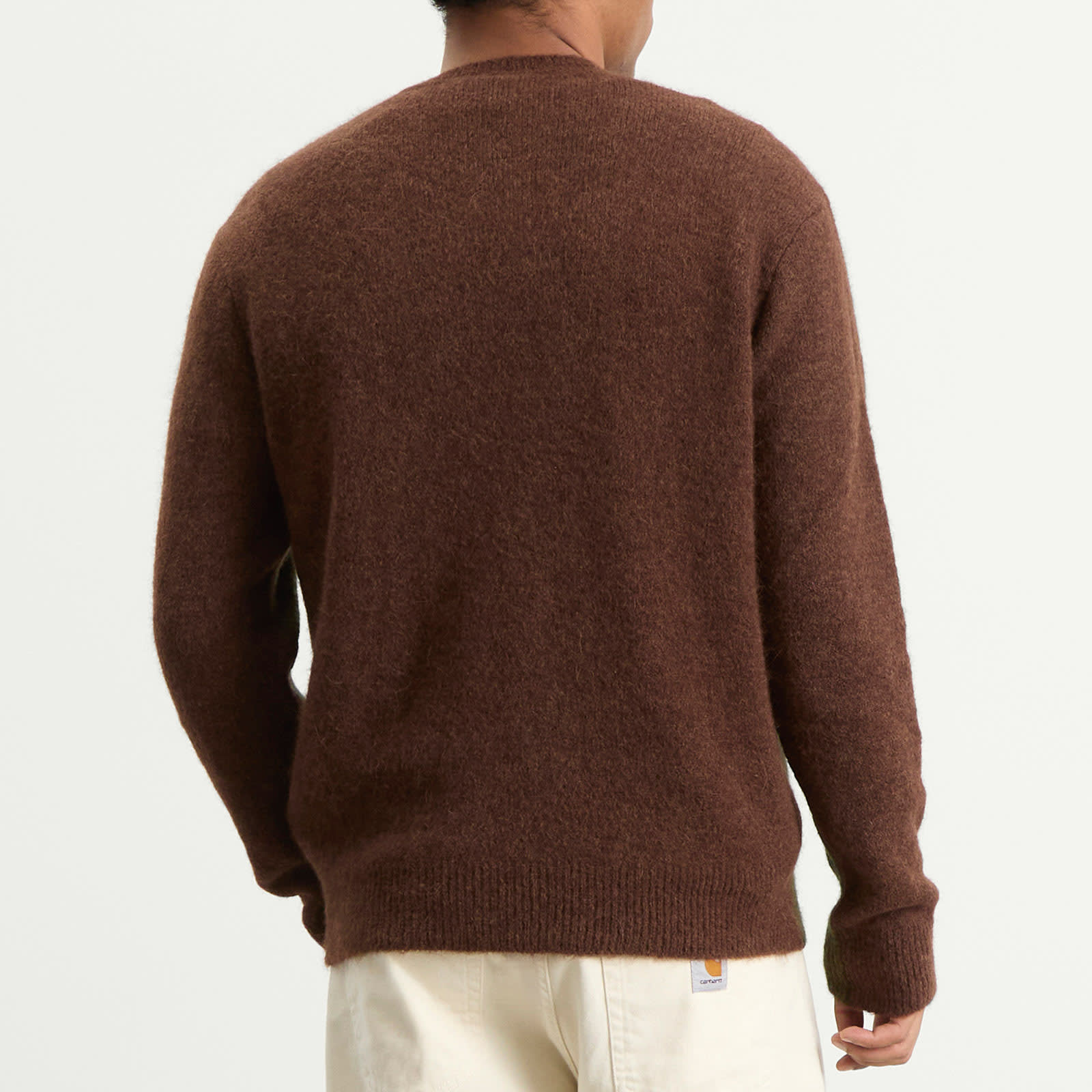 Men's Alpine Conrast Crew Neck Jumper in Army/Brown