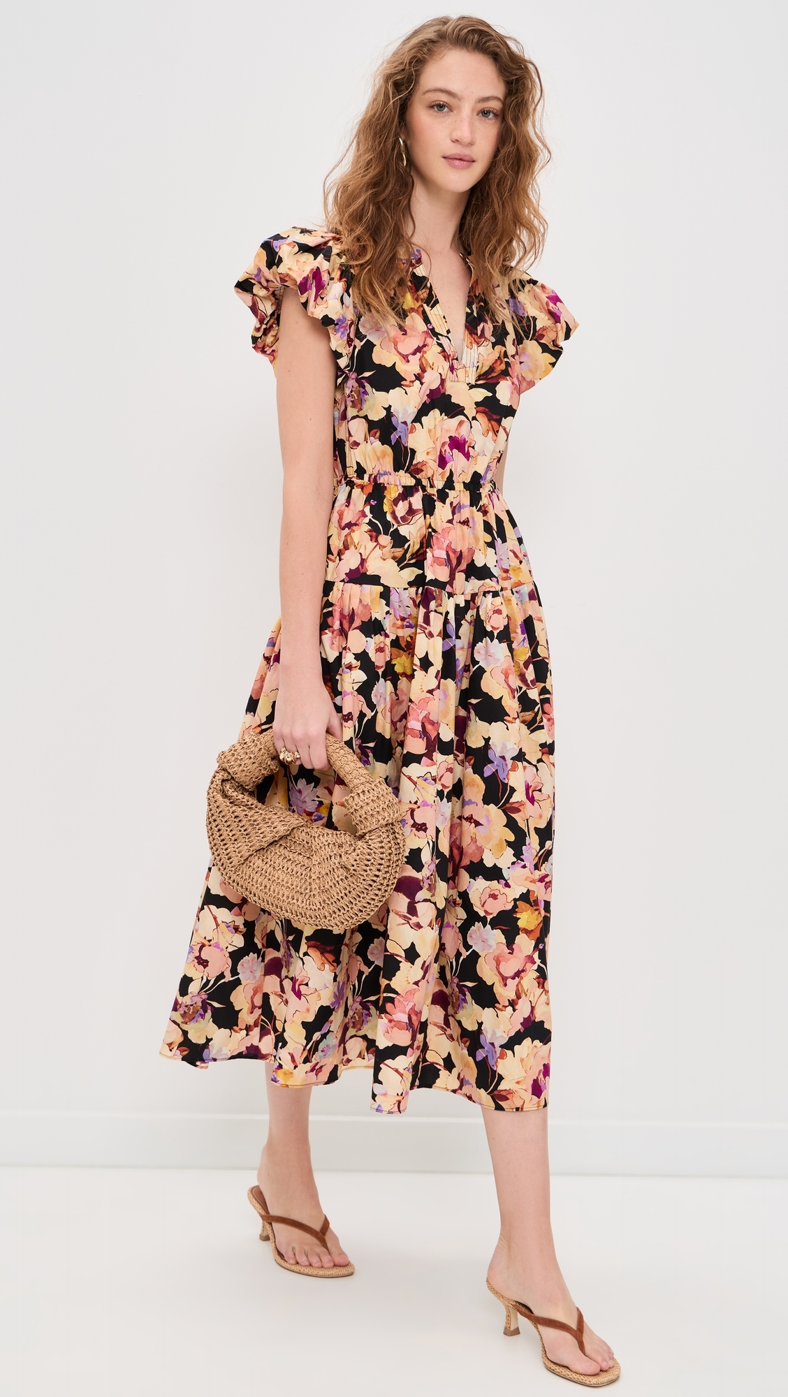 Marin Cotton Midi Dress Night Bloom