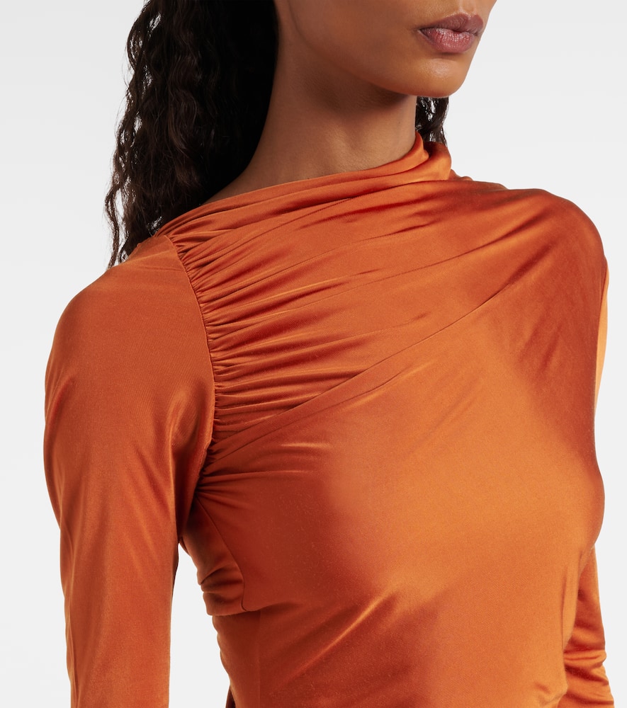 Svita ruched satin jersey midi dress