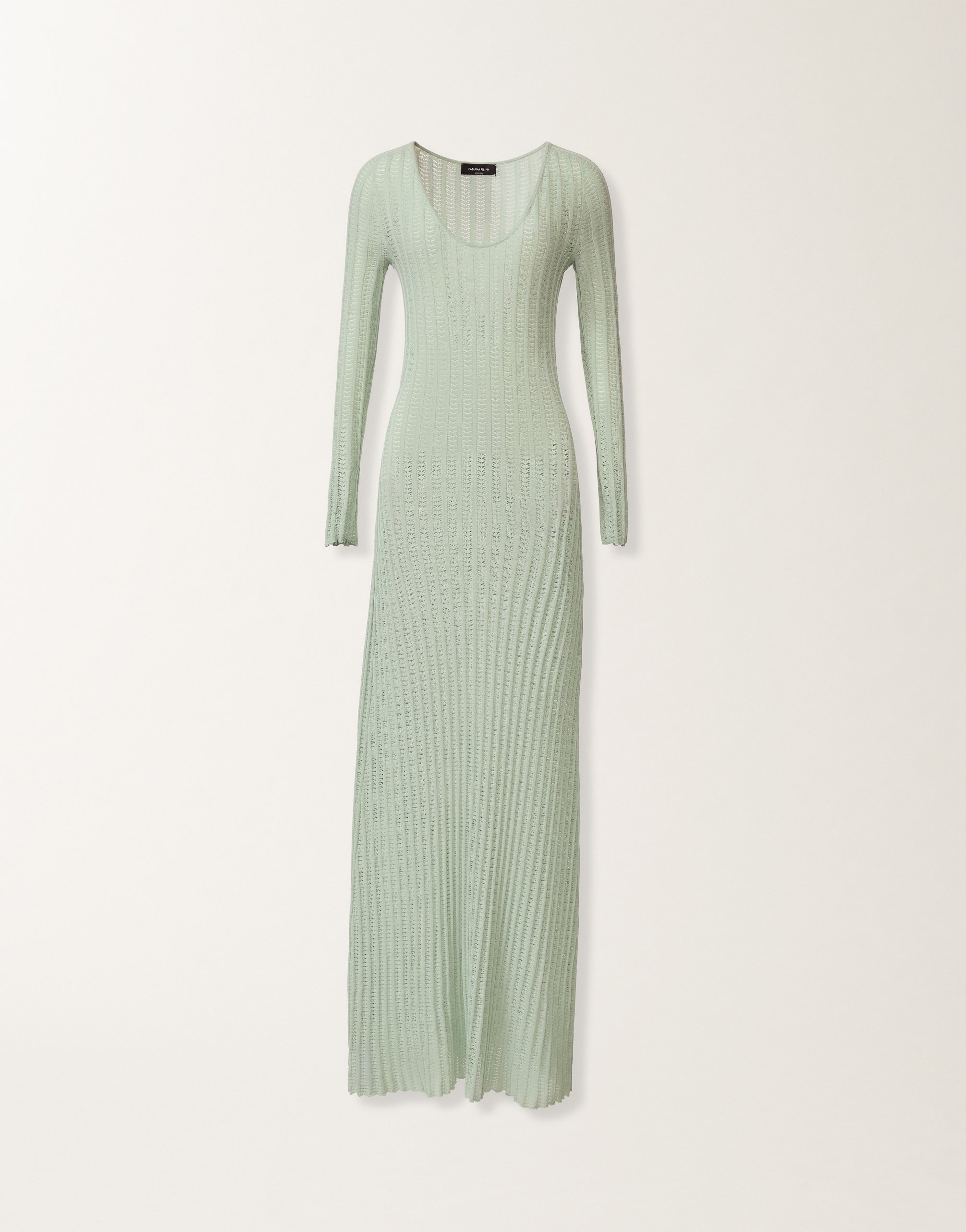 Long dress in organic cotton, Ghirri green