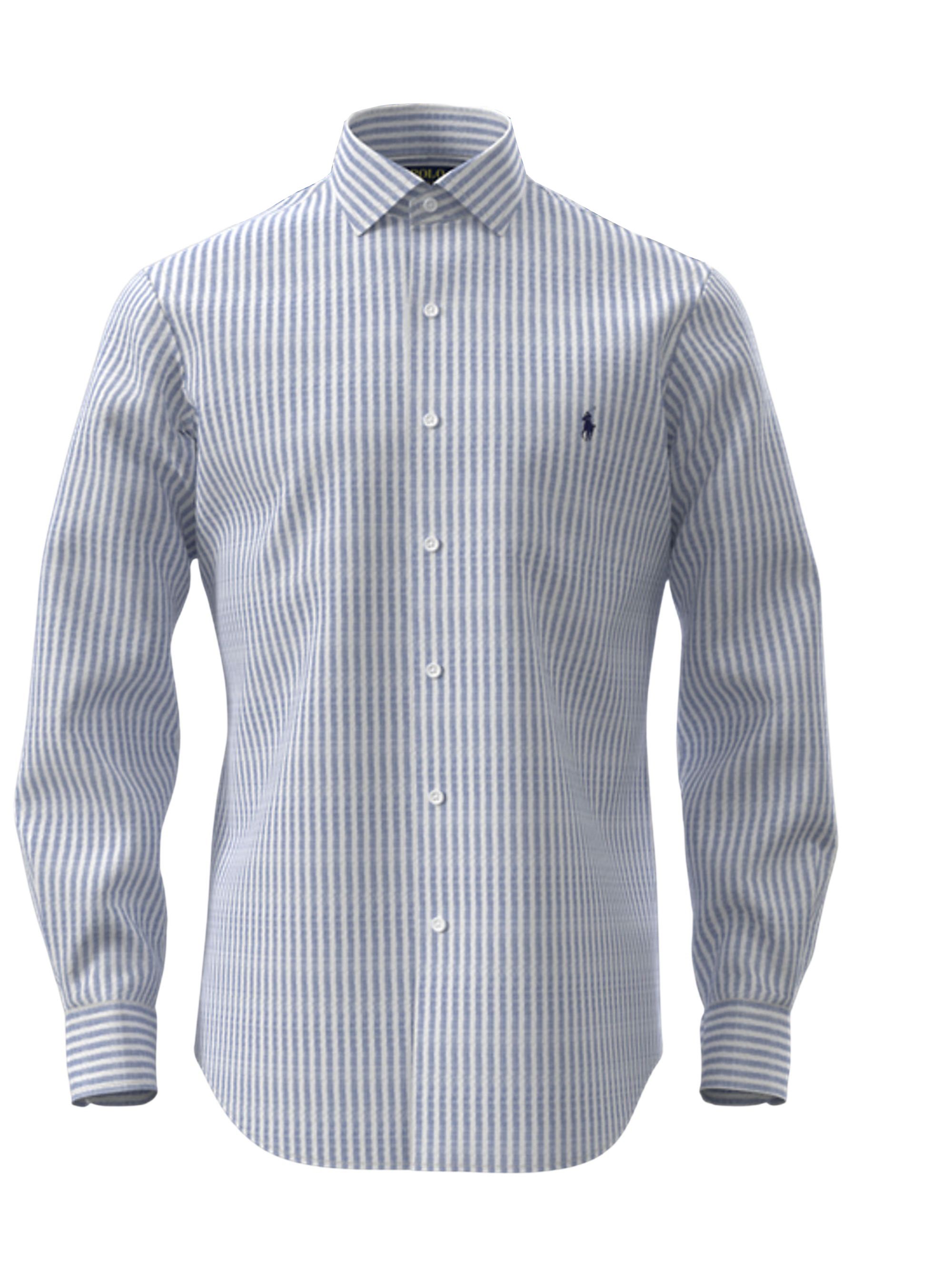 Polo Ralph Lauren - linen blend shirt stripe embroidery collar