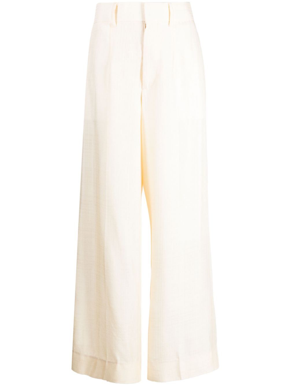 Flared rayon trousers - White