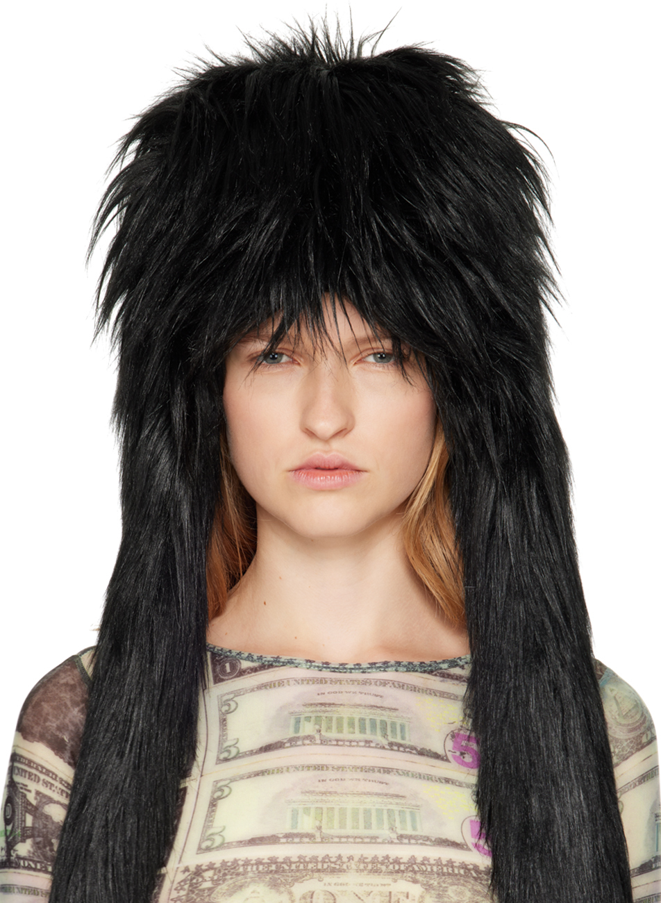 VAQUERA Black Furry Faux-Fur Aviator Hat